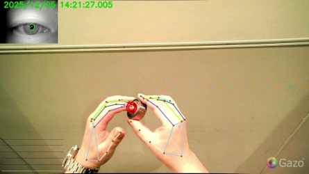 視線と手の動きのAIハンドトラッキング